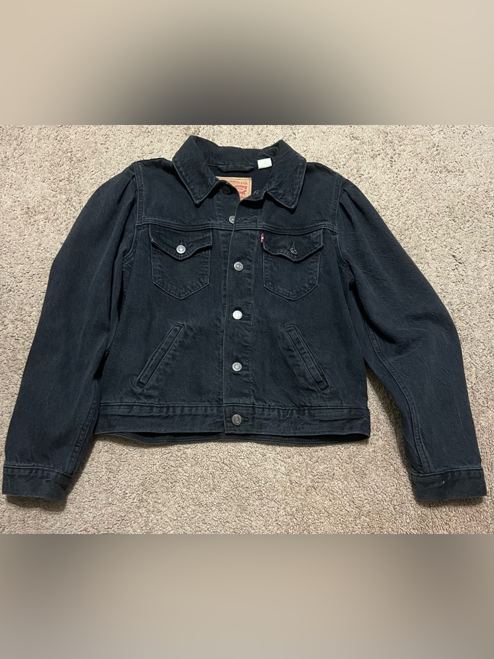 Levi's Black Denim Jacket with Red Logo Patch